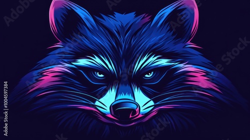 Illustration gaming mascot raccoon head logo design E-Sport background wallpaper AI generated image photo