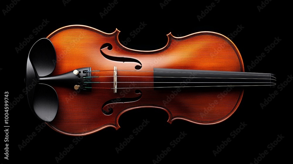 Violin in the Dark: A rich, amber-toned violin rests elegantly against a stark black background, its details sharply defined. The image evokes a sense of classical music, elegance, and mystery. Violin in the Dark: A rich, amber-toned violin rests elegantly against a stark black background, its details sharply defined. The image evokes a sense of classical music, elegance, and mystery.