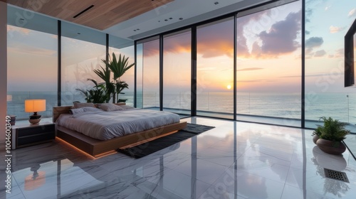 Luxury Bedroom with Ocean View Sunset