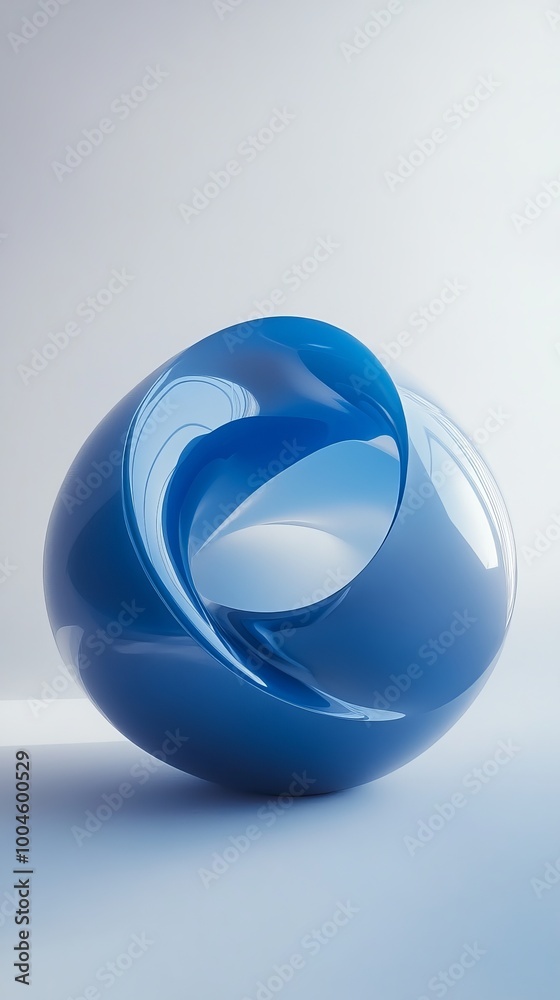Blue abstract shape standing on white surface Blue abstract shape standing on white surface