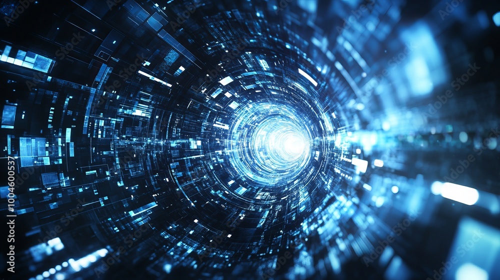 Abstract Futuristic Tunnel - Digital Art Background Abstract Futuristic Tunnel - Digital Art Background