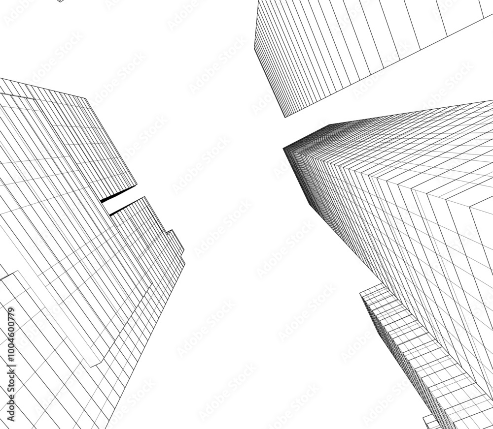 Modern architecture, city buildings 3d illustration Modern architecture, city buildings 3d illustration