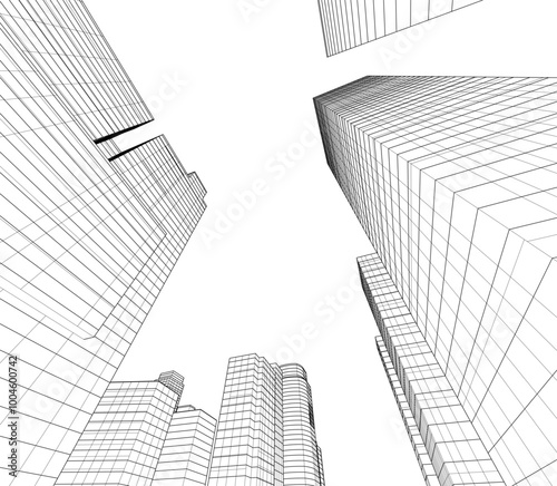 Modern architecture, city buildings 3d illustration