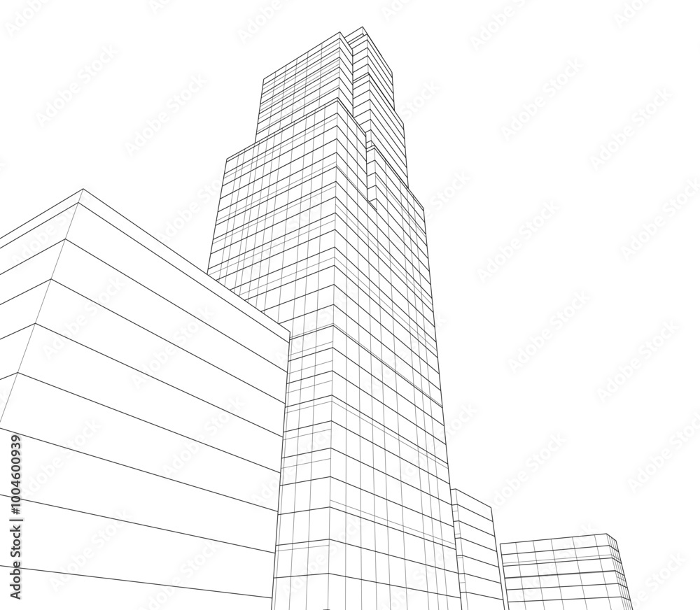 Modern architecture, city buildings 3d illustration