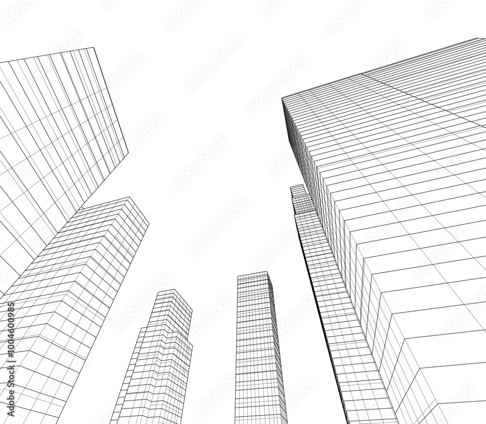 Modern architecture, city buildings 3d illustration Modern architecture, city buildings 3d illustration
