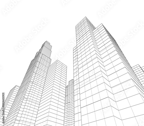 Modern architecture, city buildings 3d illustration