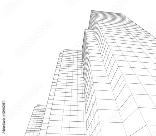 Modern architecture, city buildings 3d illustration