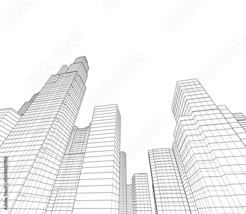 Modern architecture, city buildings 3d illustration