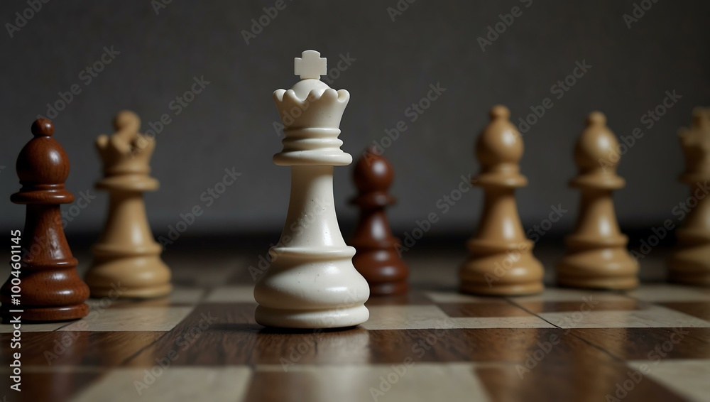 A white pawn stands strong on a chessboard, captured in stop motion. A white pawn stands strong on a chessboard, captured in stop motion.