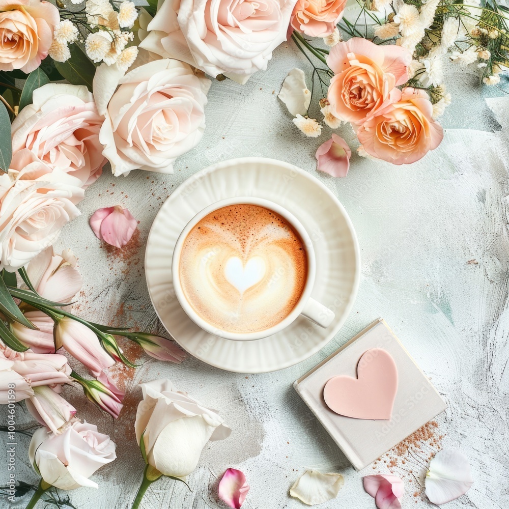 coffee with flowers heart shape cafe coffee with flowers heart shape cafe
