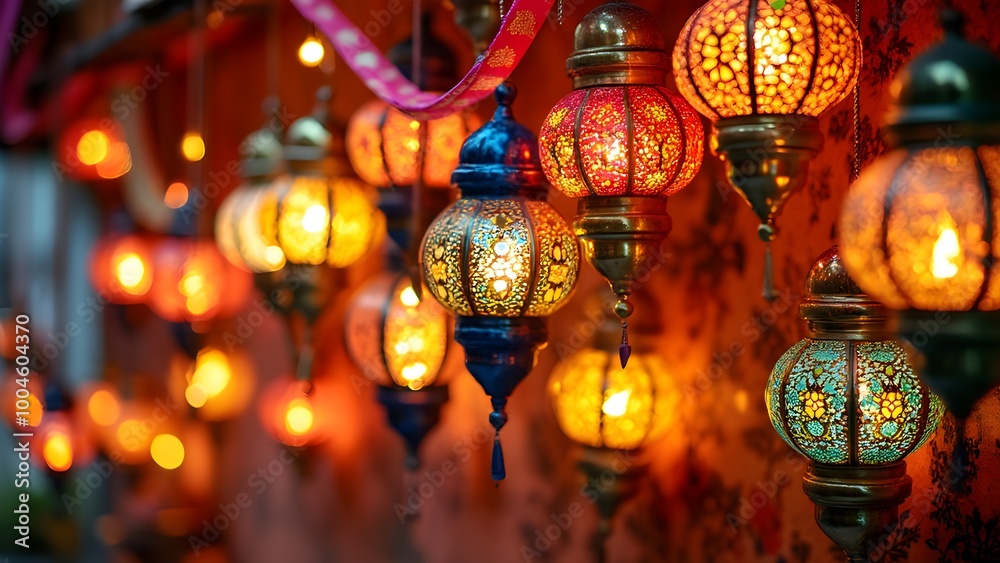 Colorful Diwali Lanterns Display Colorful Diwali Lanterns Display
