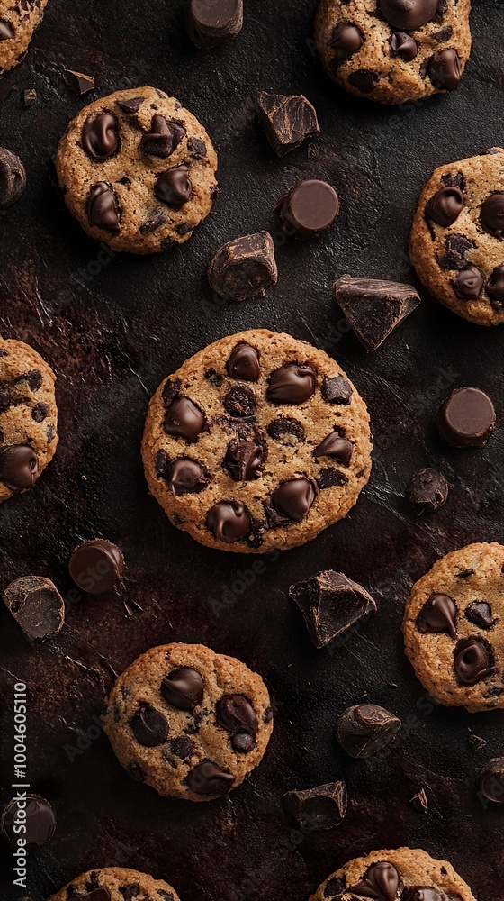 Close-up of Chocolate Chip Cookies with Chocolate Pieces Close-up of Chocolate Chip Cookies with Chocolate Pieces