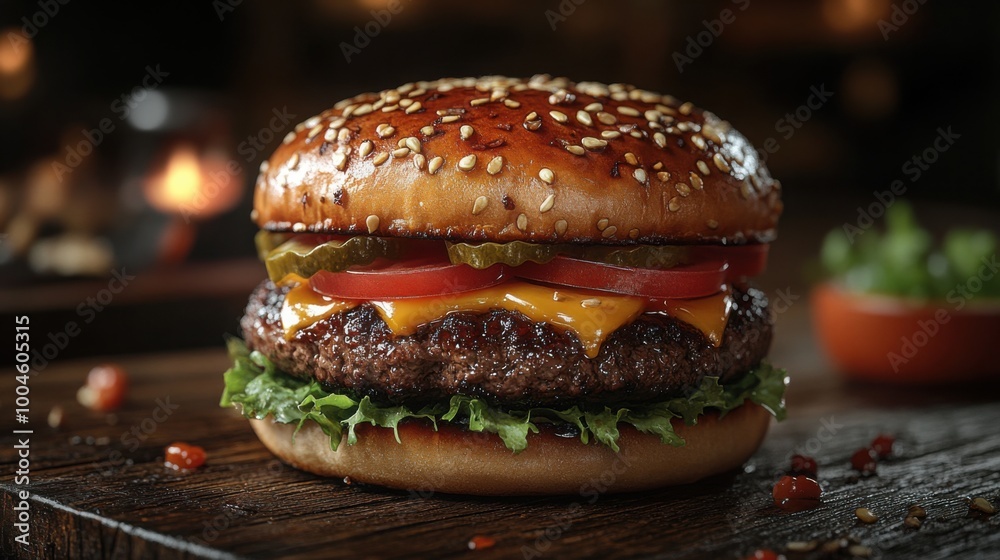 Delicious Patriotic USA Beef Burger Decorated with Stars and Stripes for Independence Day Celebrations