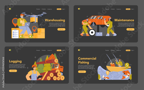 Working Professions. Flat Vector Illustration