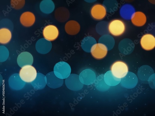 Abstract blue background with bokeh lights.