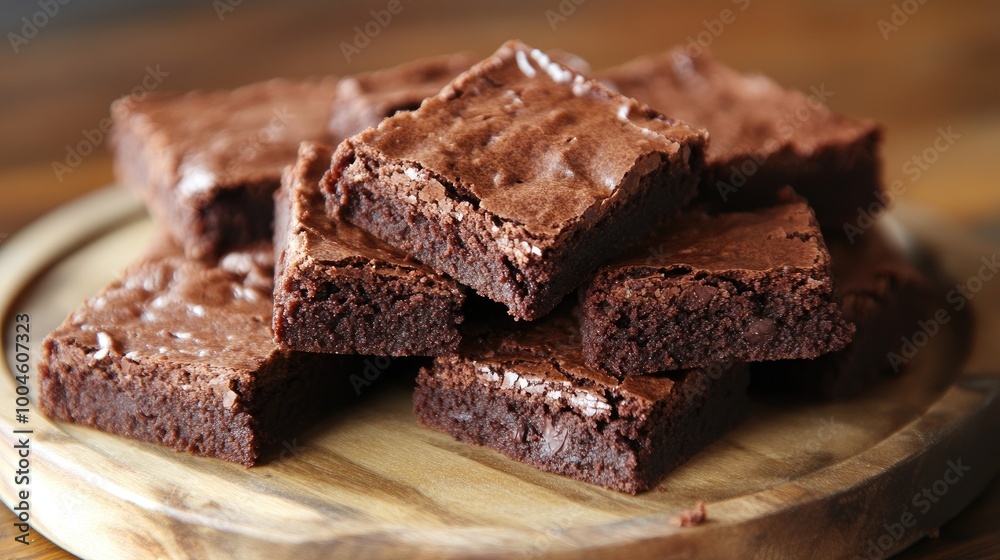A stack of freshly baked brownies. Perfect for a dessert or snack image. A stack of freshly baked brownies. Perfect for a dessert or snack image.