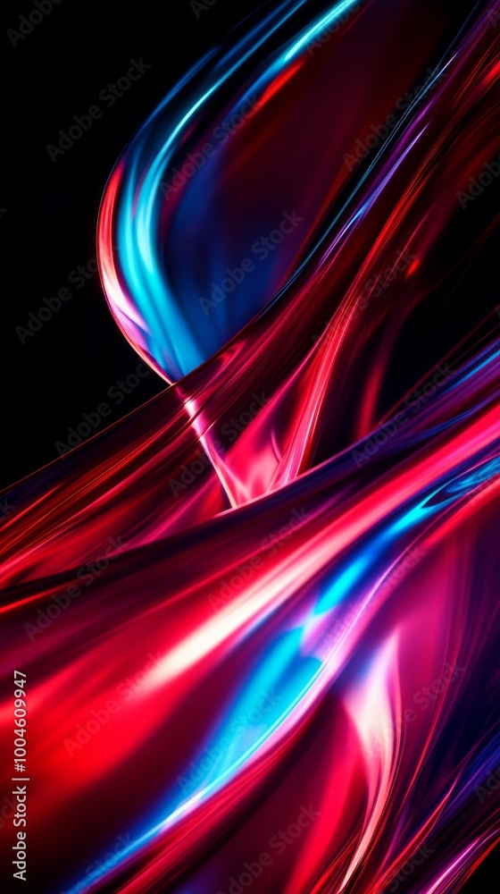 Abstract red and blue shiny metallic waves background Abstract red and blue shiny metallic waves background