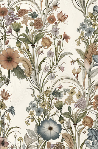 Wallpaper Mural Colorful tropical flowers and leaves form a seamless pattern. A colorful exotic jungle vector illustration background features floral elements seamless pattern featuring a 3D illustration of colorful  Torontodigital.ca