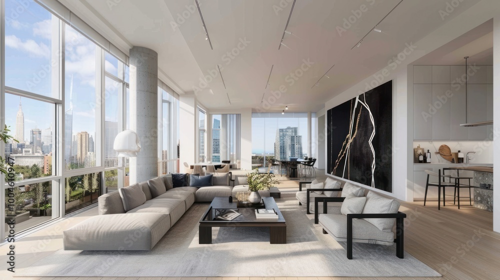 Fototapeta premium Modern Apartment With City View