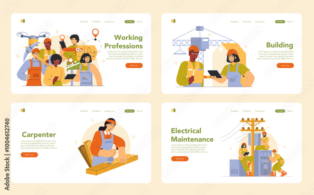 Working Professions. Flat Vector Illustration Working Professions. Flat Vector Illustration