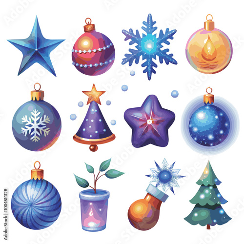 Merry Christmas element collection on white background	