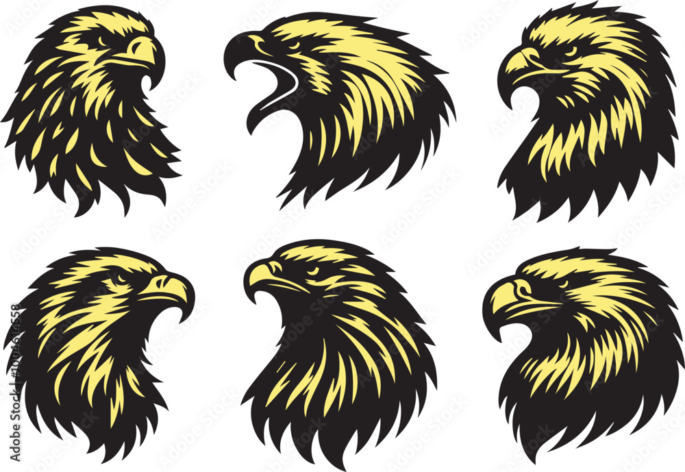 Fototapeta premium eagle head vector illustration set