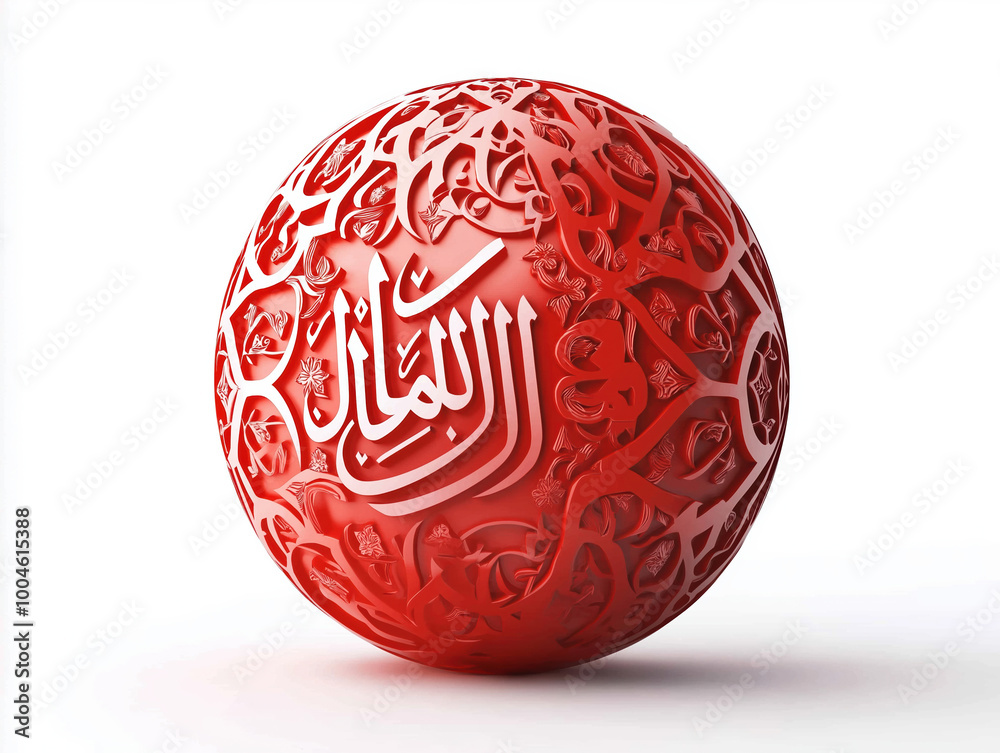 Red ball with arabic ornament isolated Red ball with arabic ornament isolated