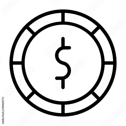 Dollar Coin Vector Line Icon Design