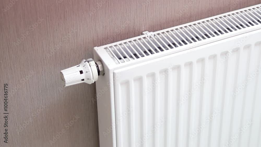 Close up of a thermostat radiator at middle position. Heating of houses in the cold season concept Close up of a thermostat radiator at middle position. Heating of houses in the cold season concept