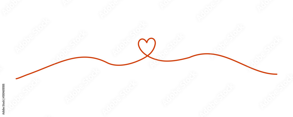Fototapeta premium Hand drawn heart line. Love, couple, romance, valentine, wedding, relationship concepts. Flat decorative vector design isolated illustration.