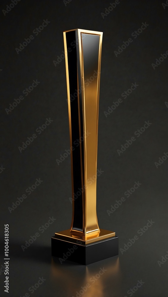 Black and gold 3D exclamation mark.