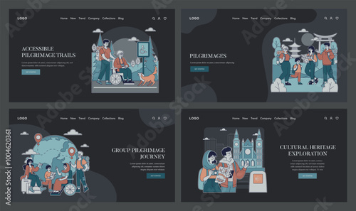 Pilgrimages. Flat Vector Illustration