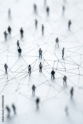 Miniature Figures Representing Social Network Connections, social concept.