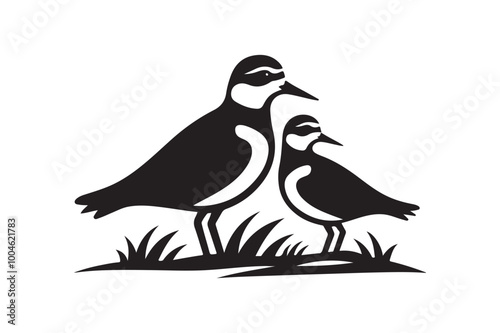 Minimalist Plovers Silhouette Vector Art – Wildlife Design Collection