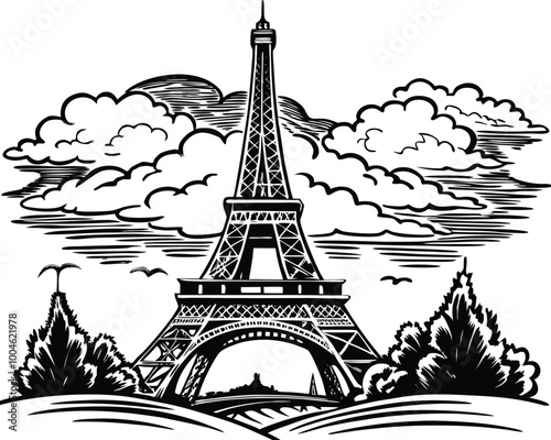 eiffel tower silhouette vector file.