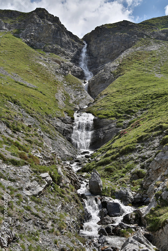 Majestic waterfall cascades...
