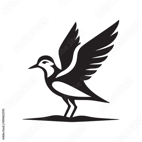 Minimalist Plovers Silhouette Vector Art – Wildlife Design Collection