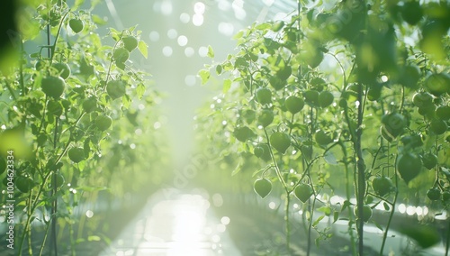 Dedicated workers cultivating a bountiful harvest in a greenhouse full of flourishing tomato plants