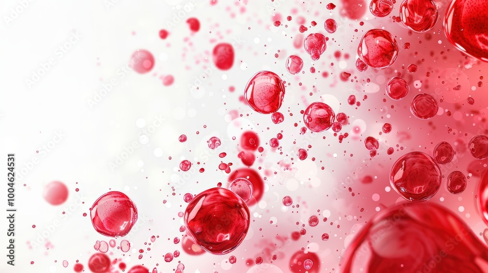 Floating and Flowing Red Blood Cells on White Background Floating and Flowing Red Blood Cells on White Background