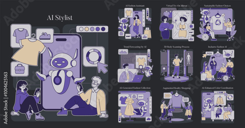 Ai Stylist. Flat Vector Illustration