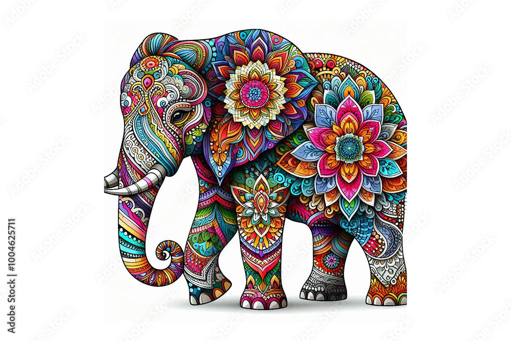 Fototapeta premium colorful Elephant mandala design, white background