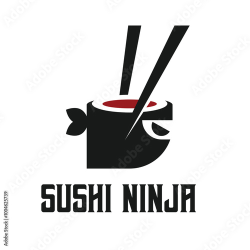 sushi ninja flat minimalist logo design