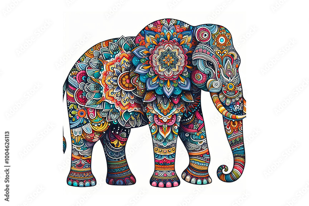 Fototapeta premium colorful Elephant mandala design, white background