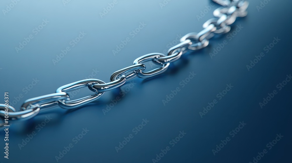Fototapeta premium Digital Chains Linking in a Network on a Blue Background