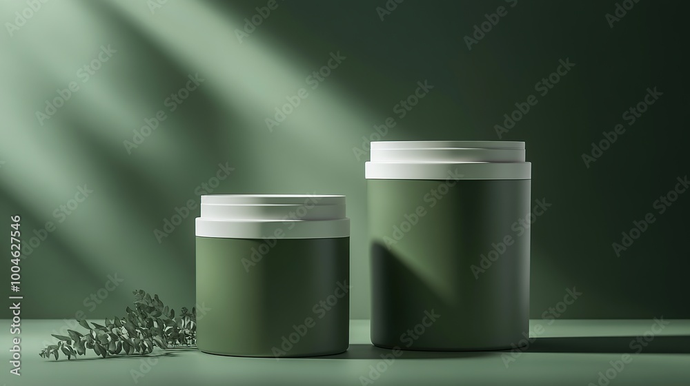 Minimalist jars on a green backdrop. Minimalist jars on a green backdrop.