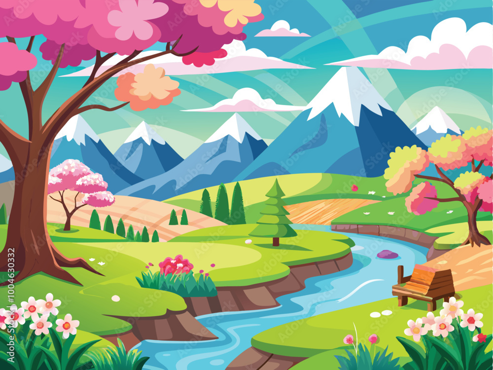 Fototapeta premium spring landscape with flowers