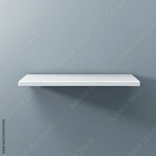 Wallpaper Mural An empty white floating shelf against a clean, grey background, ready for product placement or decoration, with soft shadows for depth Torontodigital.ca