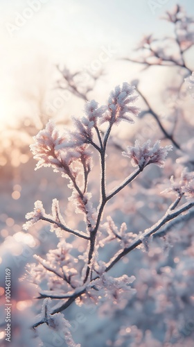 Serene snowy winter landscape with frozen nature beauty picture