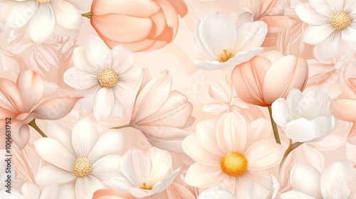 Soft, delicate floral background in pastel pink and white colors.