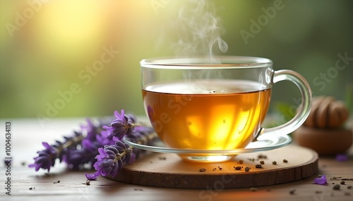 Brewing a Relaxing Herbal Tea Infusion with Lavender and Honey, Promoting Natural Wellness